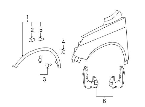 2009 Honda CR-V Splash Shields, Exterior Trim Protector, L. FR. Wheel Arch Diagram for 74165-SXS-A00