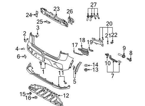 2021 Kia Niro EV Bumper & Components - Rear Holder-Back WARING S Diagram for 86678Q4000