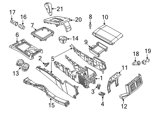 2010 Dodge Challenger Console CUPHOLDER-Console Diagram for 1QF82XDVAA