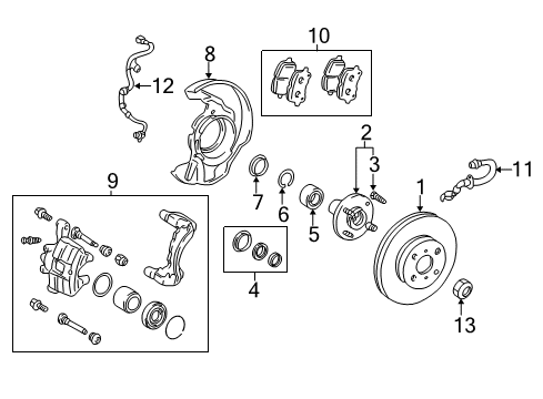 1999 Toyota Corolla Anti-Lock Brakes Front Speed Sensor Diagram for 89543-02030