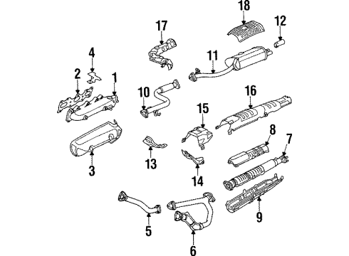 1996 Acura TL Exhaust Components, Exhaust Manifold Cover (Lower) Diagram for 18181-P5G-A01
