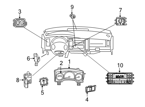 2009 Dodge Durango Stability Control Cluster-Instrument Panel Diagram for 68039992AE