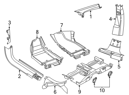 2014 Dodge Dart Interior Trim - Pillars, Rocker & Floor Panel-A Pillar Diagram for 1SW42HDAAD