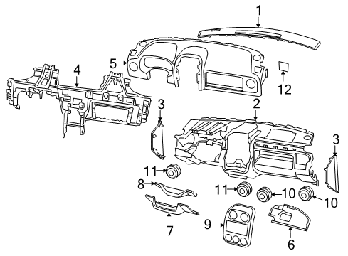 2013 Jeep Patriot Instrument Panel Base Pane-Base Panel Diagram for 1NH861DVAA