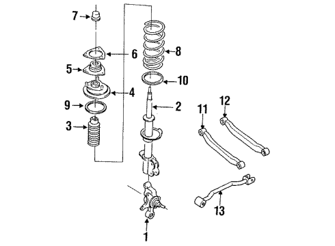 1991 Nissan NX Rear Suspension Components, Stabilizer Bar Spring Rear Suspension Diagram for 55020-54Y00