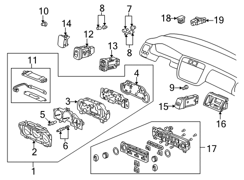 2002 Honda Accord Instruments & Gauges Meter Assembly, Combination Diagram for 78100-S80-A16