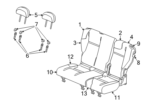 2009 Chrysler PT Cruiser Rear Seat Components Seat Cushion Foam Diagram for 5175921AA