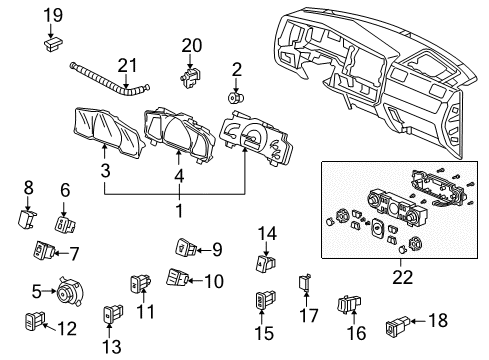 2006 Honda Ridgeline Switches Meter Assembly, Combination Diagram for 78100-SJC-A14