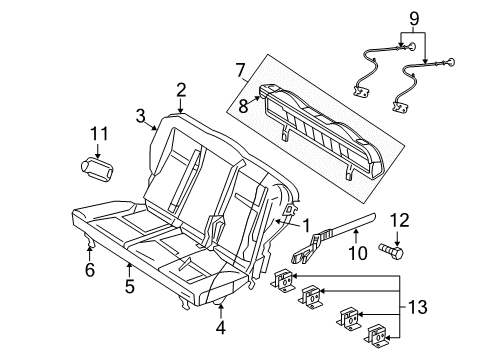 2008 Chrysler PT Cruiser Rear Seat Components Seat Cushion Foam Diagram for 5161645AA