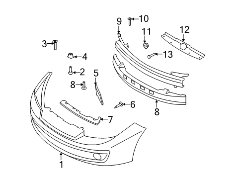 2007 Hyundai Tiburon Front Bumper Bolt Diagram for 1125008206B