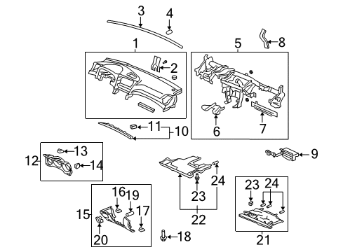 2005 Acura TL Cluster & Switches, Instrument Panel Cover, Passenger (Lower) (Black) Diagram for 77346-SEP-A00ZA