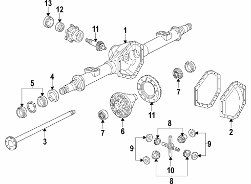 2011 GMC Savana 2500 Rear Axle, Differential, Propeller Shaft Axle Shafts Diagram for 19210693