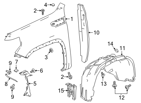 2021 GMC Sierra 1500 Fender & Components Fender Liner Diagram for 84533749