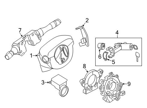 2014 Nissan Sentra Ignition Lock Switch Assy-Combination Diagram for 25560-3SH1E