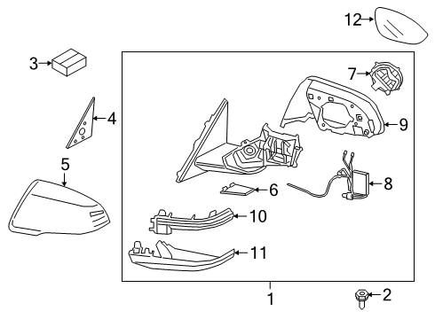 2021 BMW Z4 Mirrors Housing Lower Section, Right Diagram for 51169449378