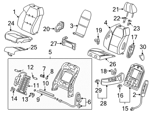 2008 Acura MDX Power Seats Guide, Headrest Lock (Graphite Black) Diagram for 81144-SDA-A01ZA