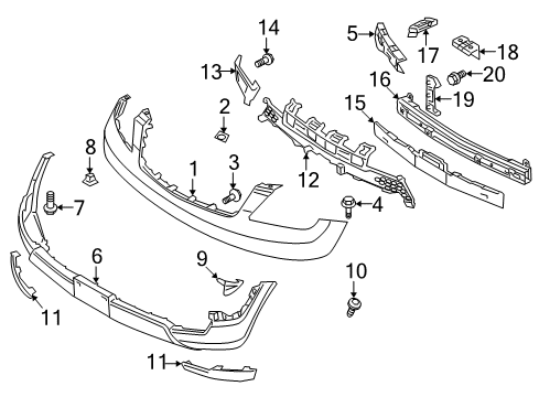 2009 Kia Borrego Front Bumper Bolt Diagram for 1140306167B