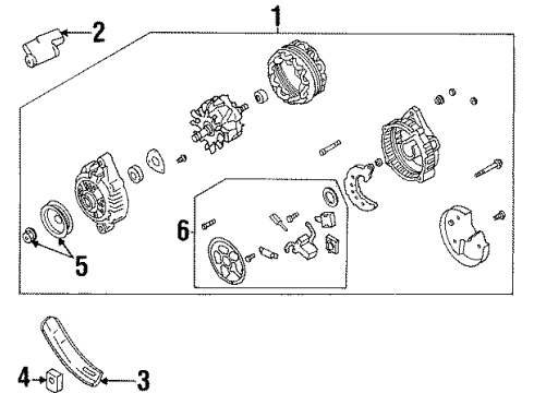 1995 Nissan Pickup Alternator Pulley Assy Diagram for 23150-VJ70A