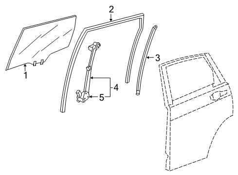 2020 Honda CR-V Rear Door - Glass & Hardware Glass Assy., L. RR. Door (Green)(Fuyao) Diagram for 73450-TLC-A01