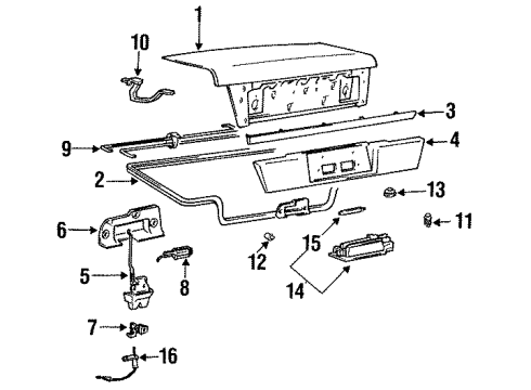 1995 Hyundai Elantra Trunk Lid Trunk Lid Latch Assembly Diagram for 81240-28000