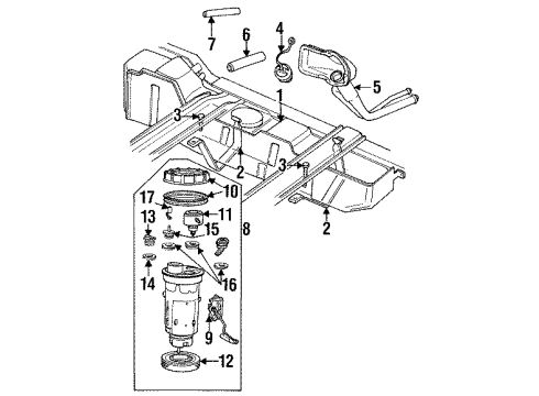 1996 Dodge Ram 2500 Fuel System Components Tube-Fuel Filler Diagram for 52102345AB
