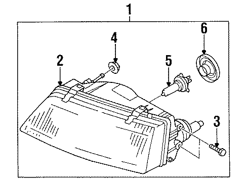 1997 Infiniti I30 Bulbs Left Headlight Assembly Diagram for 26060-53U25