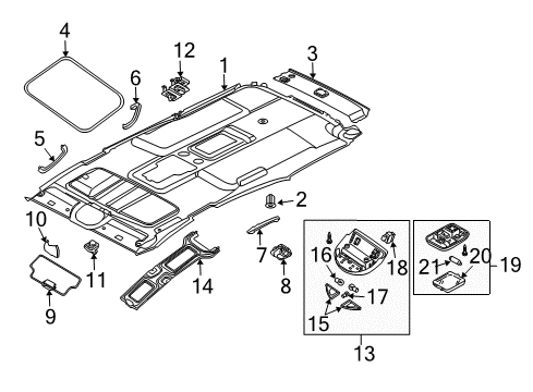 2008 Infiniti QX56 Sunroof Lamp Assembly Map Diagram for 26430-ZQ60A