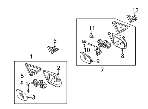 2000 Honda Civic Outside Mirrors Mirror, Driver Side Diagram for 76253-S01-A05