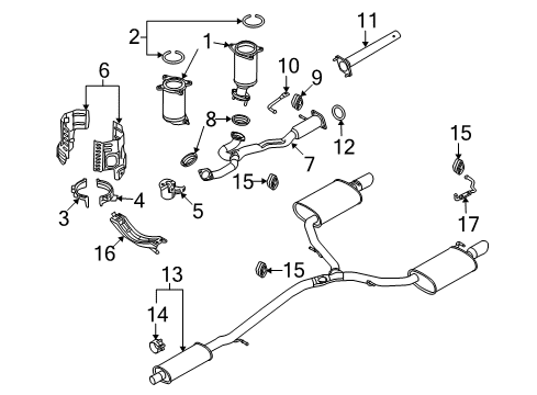2012 Lincoln MKS Exhaust Components Converter Front Bracket Diagram for 9G1Z-5K291-A