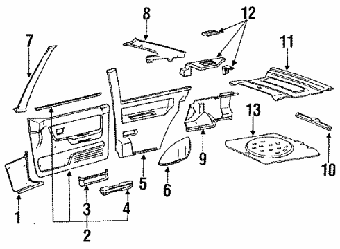 1990 Mitsubishi Precis Interior Trim Grille-Door Air Extractor, LH Diagram for 82770-21001