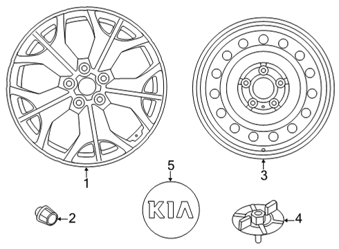 2022 Kia Seltos Wheels, Center Cap Wheel Assembly-Aluminium Diagram for 52910Q5260