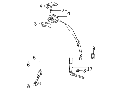 2020 Chevrolet Corvette Seat Belt Latch Diagram for 84877486