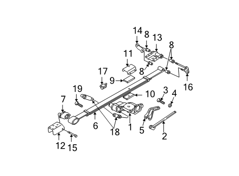 2002 Chrysler Town & Country Rear Suspension Rear Leaf Spring Diagram for 5006354AC