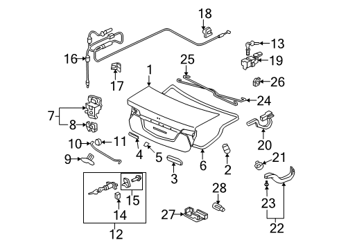 2006 Honda Civic Trunk Spring, L. Trunk Opener Diagram for 74872-SNC-J10