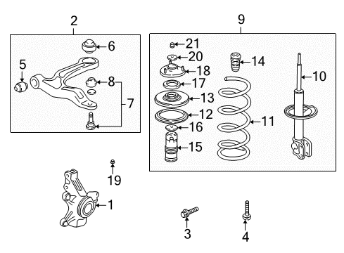 2000 Honda Odyssey Suspension Components, Lower Control Arm, Upper Control Arm, Stabilizer Bar Damper Assembly Left Front Diagram for 51602-S0X-307