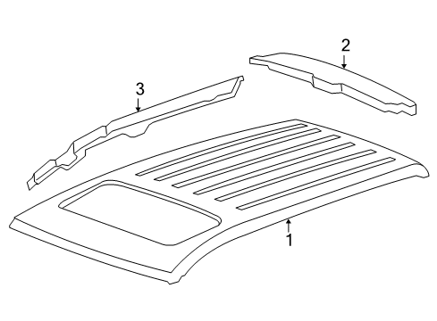 2013 Acura MDX Roof & Components Rail Complete, Rear Roof Diagram for 62130-STX-A01ZZ