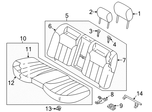 2003 Infiniti Q45 Rear Seat Components Pad & Frame Assy-Cushion, Rear Seat Diagram for 88305-AR000