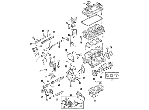 2001 Mitsubishi Galant Engine Parts, Mounts, Cylinder Head & Valves, Camshaft & Timing, Oil Pan, Oil Pump, Balance Shafts, Crankshaft & Bearings, Pistons, Rings & Bearings Cover Pkg-Rocker Diagram for MD370548