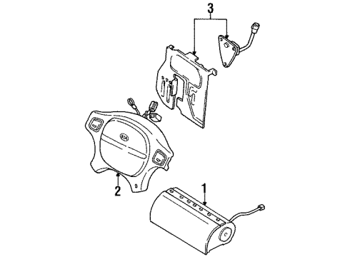 1995 Kia Sephia Air Bag Components Sensor, R/L Diagram for UK24T57K1X