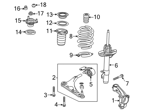 2022 Honda Pilot Front Suspension Components Nut (12MM) Diagram for 90212-TZ5-A01