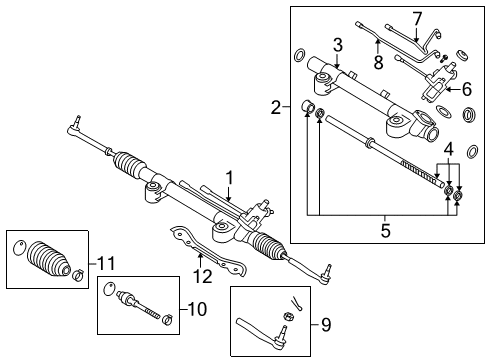 2012 Infiniti EX35 Steering Column & Wheel, Steering Gear & Linkage Seal Kit-Rack, Power Steering Gear Diagram for D9297-JK61A