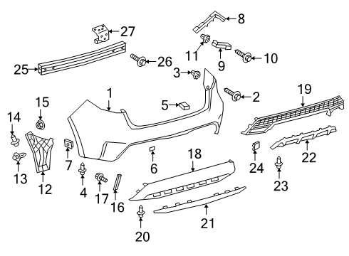 2022 Toyota Corolla Bumper & Components - Rear Lower Molding Diagram for 52754-12902