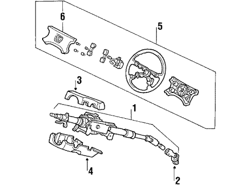 1989 Acura Legend Steering Column, Steering Wheel & Trim Lock Assembly, Steering Diagram for 35100-SD4-L12