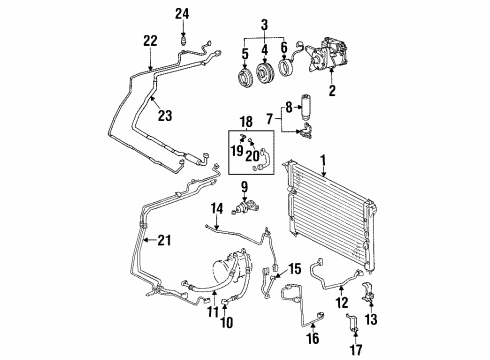 1999 Lexus SC400 A/C Condenser, Compressor & Lines Regulator Assy, Pressure Diagram for 88503-24100