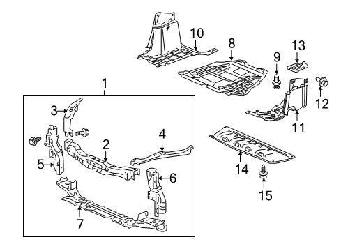 2012 Honda CR-Z Radiator Support Frame Set, Front Bulkhead (Upper) Diagram for 04602-SZT-G01ZZ