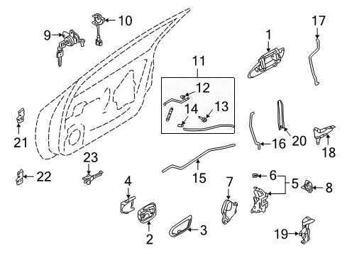 2001 Nissan Maxima Front Door Holder-Outside Handle Diagram for 80516-85E00