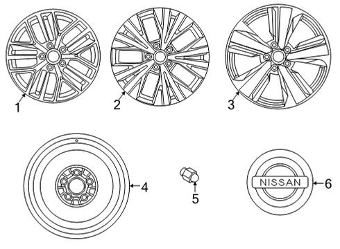 2021 Nissan Rogue Wheels ALUMINUM WHEEL Diagram for 40300-6RH4A