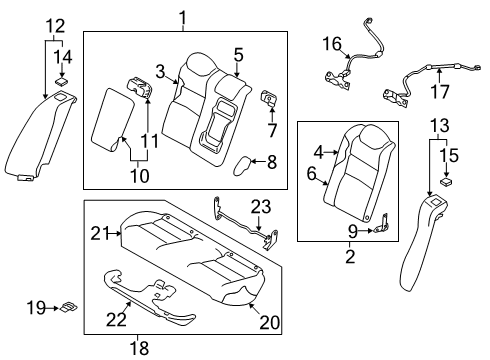 2020 Nissan Altima Rear Seat Components Cover ARMREST Bracket, LH Diagram for 88714-6CA0A