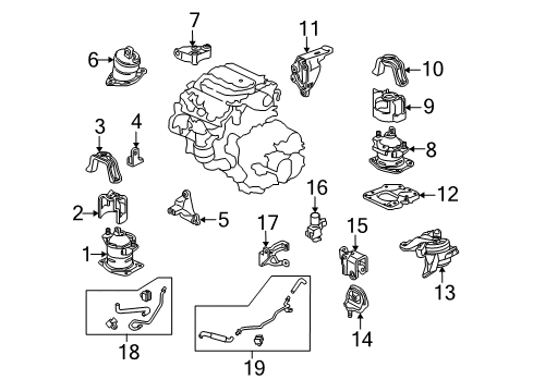 2012 Acura TSX Engine & Trans Mounting Bracket, Engine Mounting Base (Upper) Diagram for 50685-TP1-A00