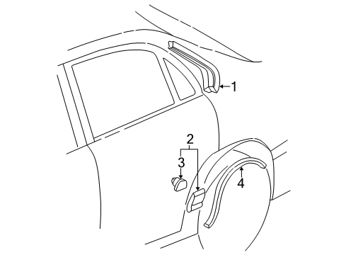 2003 Acura RL Exterior Trim - Quarter Panel Molding, Left Rear Pillar Diagram for 72960-SZ3-003